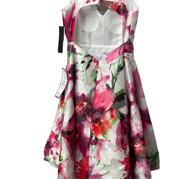 New Xscape Nordstrom Dress Size 0 white pink floral fit&flare open back - Picture 6 of 16